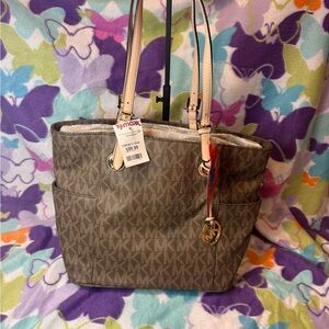 Michael Kors Jet Set Tote Bag Brown MK Signature NWT